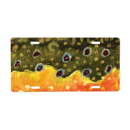 CafePress Brook Trout Fly Fishing Aluminum License Plate, Front License Plate, Vanity Tag