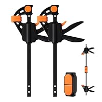 TOOLMAYS Einhandzwingen 2 Stück mit Connector, Schraubzwingen Set, Spannkraft 80kg, Spannweite 152 mm, Dehnbereich 154mm - 620 mm, Fixieren mit einer Hand