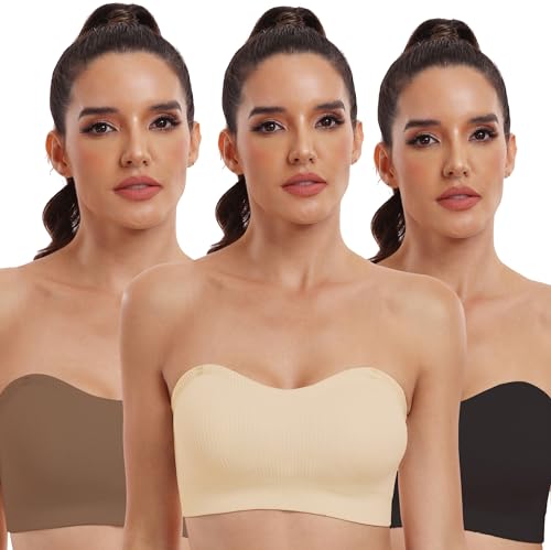 Soutien-gorge sans bretelles femme rembourré push-up invisible et silicone antidérapant