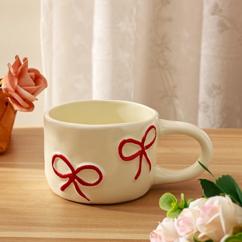 Taza de cerámica roja Koythin Coquette Bow 8.5 oz miniatura 6