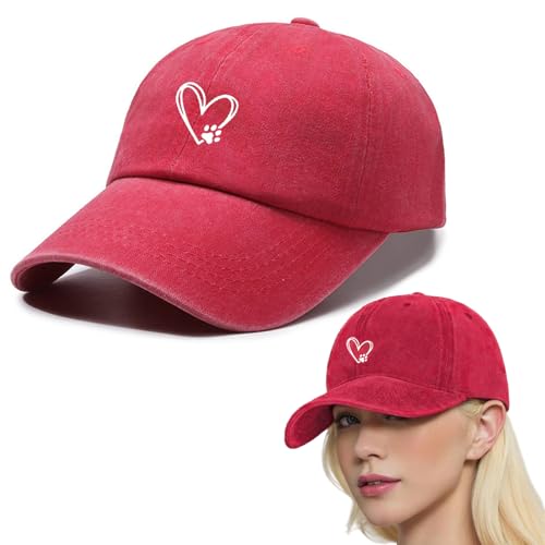 QEEROYO Cappellino da Baseball da Donna a Coda di Cavallo, Berretto da Baseball da Donna Regolabile, Unisex per Adulto Taglia Unica Regolabile, per Golf Tennis Ciclismo Corsa, Rosso