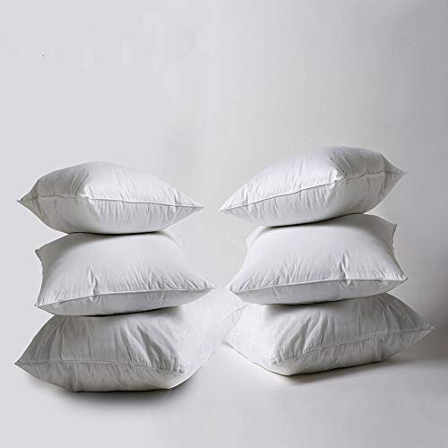 6 Pack 18'' x 18'' Hollowfibre Cushion Inner Pad, Super Soft Value Range, Pure White Plump Polyester Stuffer Pillow Insert Sham, Standard Square – MADE IN UK 45 x 45 Cm