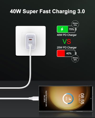 Image of 40W USB C Charger Block for iPhone 17e 17 Pro Max Apple USBC Wall Plug Fast | Super Fast Charging Type C Cube, Dual C Port Power Adapter, Android Cargador Typec Box for Sum Sung S26+ S25, i Phone Brick