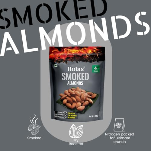 Image of Bolas Smoked Almonds 200g | Smoked Badam | Zero Cholesterol | Rich in Protein | Roasted Crunchy Delicious Healthy Snack | Nuts & Dry Fruits