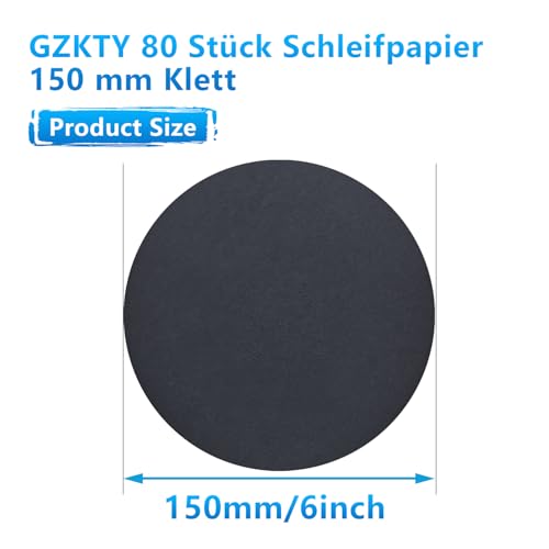 GZKTY Nassschleifpapier 150mm Klett - 80 Stück Schleifscheiben Set (600/800/1000/1200/1500/2000/3000/5000) - mit Exzenterschleifer 150mm - für Nass-/Trockenschliff auf Holz, Metall, Autolack