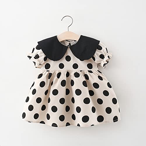 Cute Baby Girls Polka Dot Print Dress Short Sleeve Birthday Princess Dresses Infant Toddler Kids (Black, 6-12 Months) #TOP1