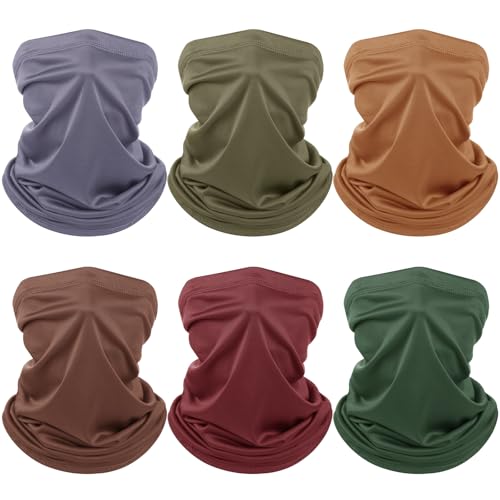 Geyoga 6 Pcs Neck Gaiter Cooling Face Bandana Mask for Men Multiple Color