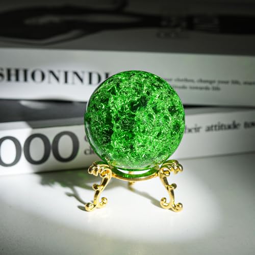 Boule de cristal craquelée LONGWIN 60 mm vert pour décoration d'intérieur - 4