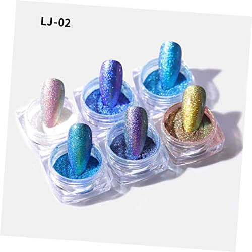 KALLORY 6 Pçs Conjunto De 6 Lantejoulas Terno Flash Acessórios Para Unhas Pó Holográfico Para Unhas