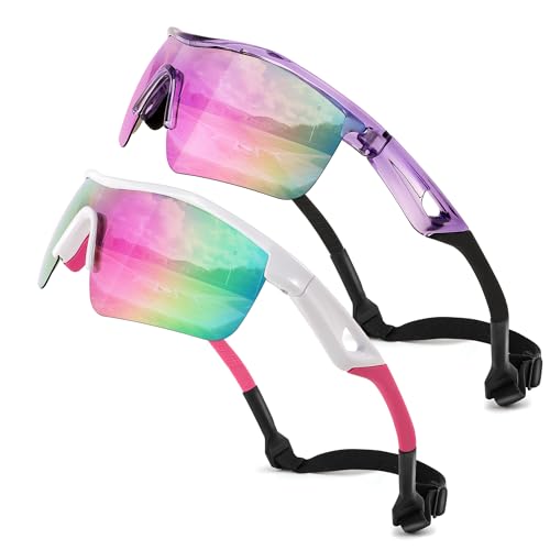 Image of FEISEDY Kids Polarized Sports Sunglasses, TR90 UV400 Baseball Cycling | LightWeight Wrap-Around for Boys Girls, TAC Polarized Lens blocks 100% UVA /UVB, Baseball /Softball /Cycling /Running B2454