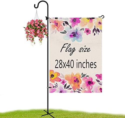 Luckupper Large Garden Flag Holder Stand Pole for 28 x 40 with Shepherd Hook,62 Inches Heavy Duty Yard Flag Post Stake for Outside