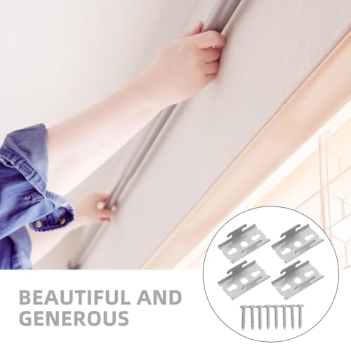 Amosfun Curtain Rod Brackets 4 Pack Low Profile Metal Rod Holders 1.61X0.82X0.39In Wall Mount Curtain Accessories for Window Treatment Home Decor - Image 6