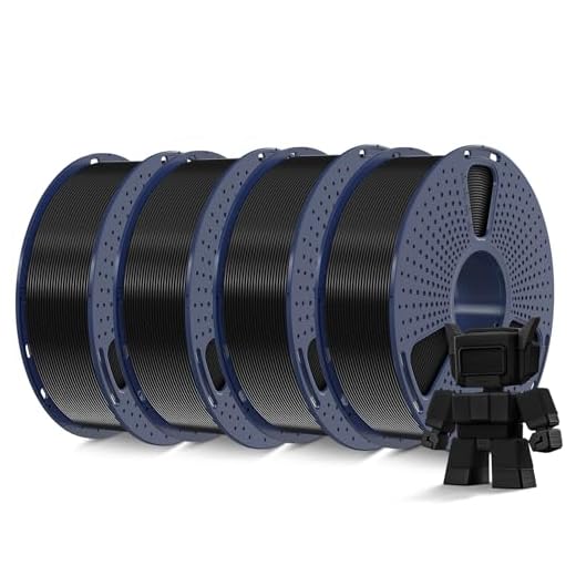 SUNLU 4KG High Speed PLA Filament 1.75mm, 30mm/s - 600mm/s Print Range, 3D Printer Filament 4kg, 1kg per Spool, Pack of 4, 4 Colors, Black*4