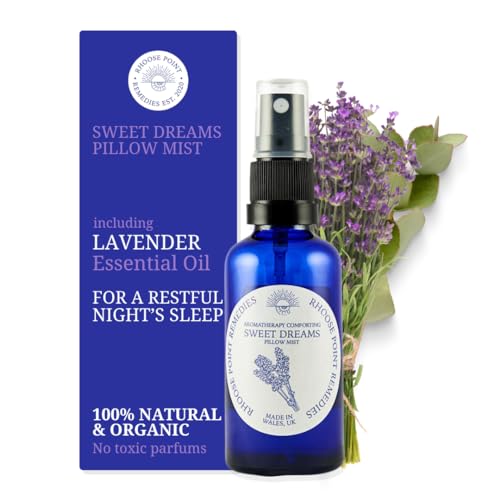 Organic Lavender Pillow Mist Sleep Spray (50ml) - Calming Essential Oils aid Sleeping & Anxiety - Suitable for Adults and Children. - Vegan Friendly - Cruelty Free - Organic - Made in The UK