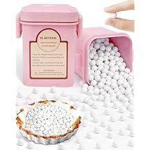 PLANTIONAL Ceramic Pie Weights, 1.5 Lb Reusable 10mm Baking Beads with Wheat Straw Container, Natural Ceramic Stoneware Baking Beans for Pie Crust Pastry Pink