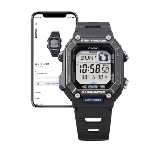 Image of WS-B1000 Series | Men's Digital Watch | (Black) | 100M WR | Step Tracker | LED Illuminator | 100 SEC Chronograph | Daily Alarm | 2-Year Battery