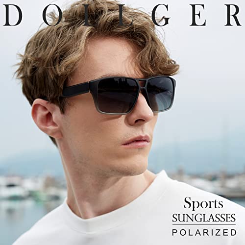 Dollger Polarized Sports Rectangle Sunglasses Men Uv400 Wrap Around Unbreakable Frame Cycling Fishing Shades Sun Glasses #TOP1