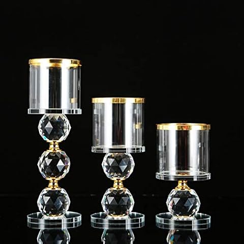 FUNSXBUG Set of 3 Crystal Candle Stick Holders Stand Coffee Table Living and Dinning Room Candlestick-Table Centerpieces for Buring Candles, Led Taper Candle,Party and Home Decoration Cover