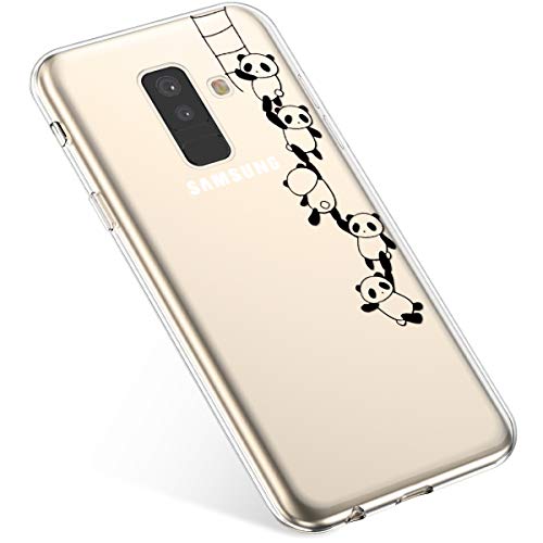Uposao Compatibile con Samsung Galaxy A6 Plus 2018 Custodia Absorption Anti-Urto Anti-Scratch Gel Gomma Decorate Protettiva Protezione Copertura Case Cover per Samsung Galaxy A6 Plus 2018,Panda