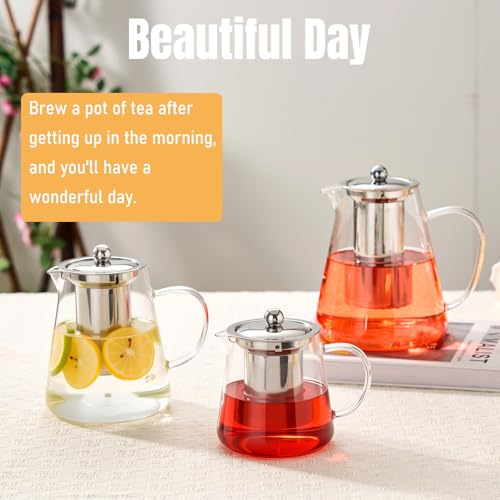 Image of Baalaka Glass Teapot 33oz /950ml, Tea Pot with Removable Infusers for Loose Tea, Borosilicate Glass Tea Kettle Tea Maker Stovetop for Camping, Tea Infuser for Loose Leaf Tea Travel