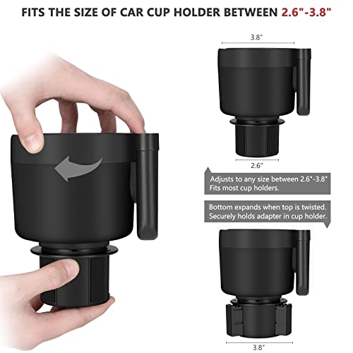 Suranew Car Cup Holder Expander Adapter (Adjustable) With Phone Holder Holds Most Car Cup Holder And Phones, Compatible With Large 32/40 Oz Bottles, Big Drinks, Mugs #TOP3