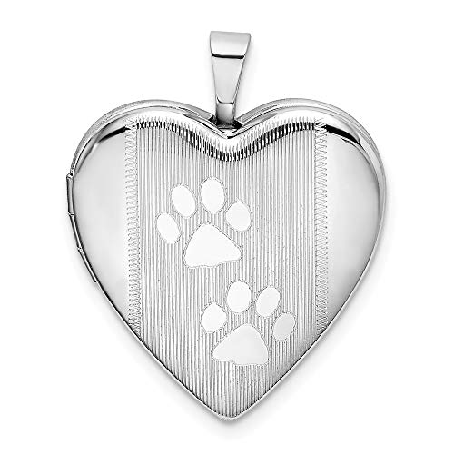 925 Sterling Silver Textured Paw Prints Heart Photo Pendant Charm Locket Chain Necklace That Holds Pictures Animal Fine Jewelry For Women Gifts For Her