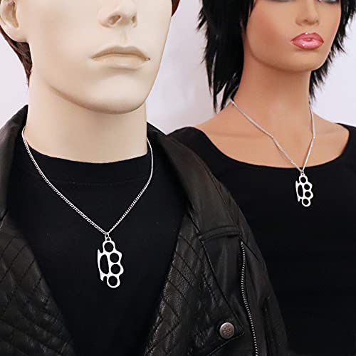 Real Metal Replica “Knucks Charm” Polished Silver Finish Pendant Necklace Twenty Inch Chain2
