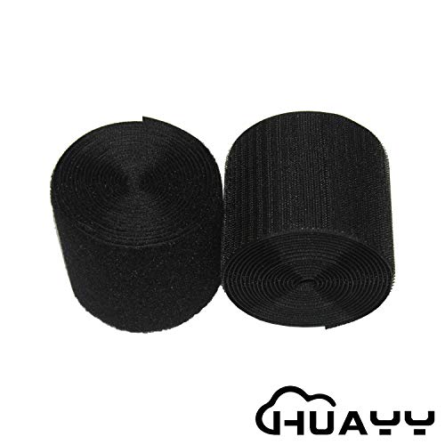 Image of HUAYY Sew on Hook and Loop Style,Non-Adhesive Nylon Strips Fabric,Black,3 Inches Width 3 Yards Length (3in x 3yd)