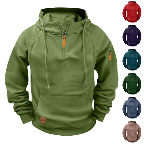 Cambkatl Men's Quarter Zip Hoodies Raglan Long Sleeve Loose Pullovers Outdoor Hooded Casual Sweatshirt with Pocket2