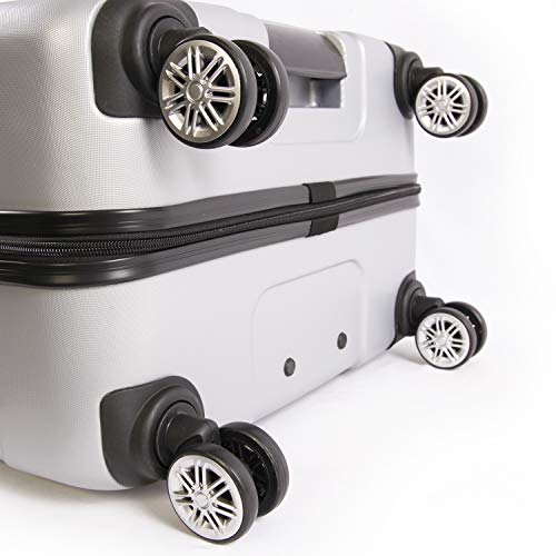 Perry Ellis Delancey Ii 29" Hardside Checked Spinner Luggage, Silver #TOP5