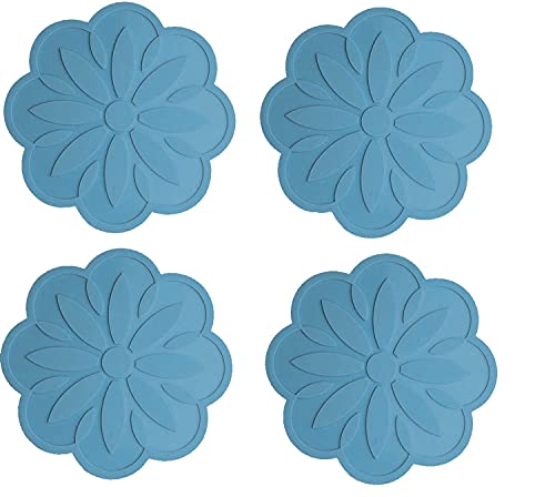 Image of Silicone Trivets Mats, Silicone Hot Mats Set, Silicone Hot Pads, Silicone Pot Mat for Countertop, Trivet Pads Heat Resistant, Table Placemats (Pack of 4 Peacock)