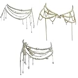 Zeizafa Elegant Tassels Floral Pearls Layered Waist Chain Multilayer Body Chain Decorative Belly Decor for Fashion Forward Women