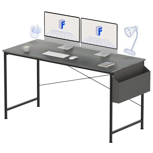 FLEXISPOT 55 inch Computer Desk Home Office Desk Workstation with Storage Bag, Modern Study Writing Table, Grey Desktop