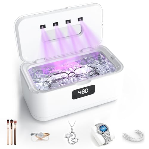 TEBAL Ultrasonic Jewelry Cleaner,50Khz Professional Jewelry Cleaner Ultrasonic Machine for Jewelry, Eyeglasses, Rings, Watch Strap, Dentures, 304 Stainless Steel Tank