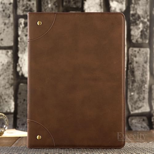 Housse iPad Air 3 cuir marron foncé, l'élégance rétro d'un portefeuille haut de gamme