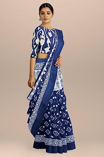 Sari Jaipuri en coton pur doux Sari 15685, l'excellence du tissage indien - 2