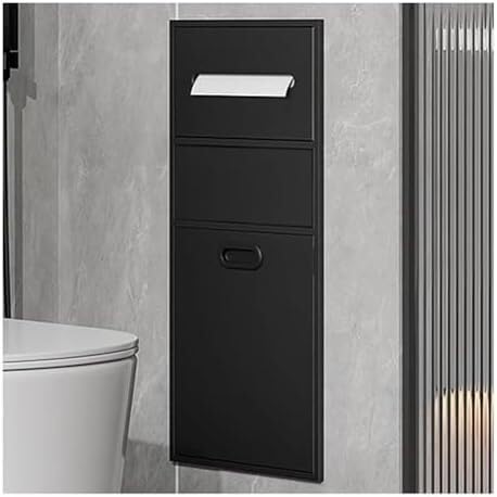 Étagère de douche encastrée en acier inoxydable noir 30x65x14cm