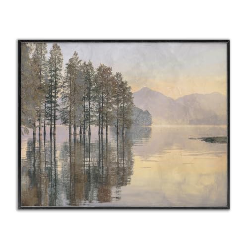 Woodland Lake Reflection Landscape, 16 x 20 Inch Framed Giclée Print