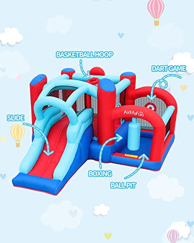 Airmyfun Inflatable Bounce House, Bouncy House For Kid Outdoor With Slide,Bounce Castle With Jumping ,Ball Pit,Basketball Hoop,Target Balls And Boxing,Inflatable Bouncer For Party #TOP2