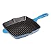 AmazonCommercial Poêle grill carrée en fonte émaillée, 26 cm, bleu