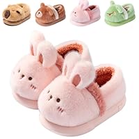 DRECAGE Toddler Kids Slippers for Girls Boys Winter House Shoes Plush Warm Soft with Cute Cartoon Design Indoor Pink 4 UK Label Size 250
