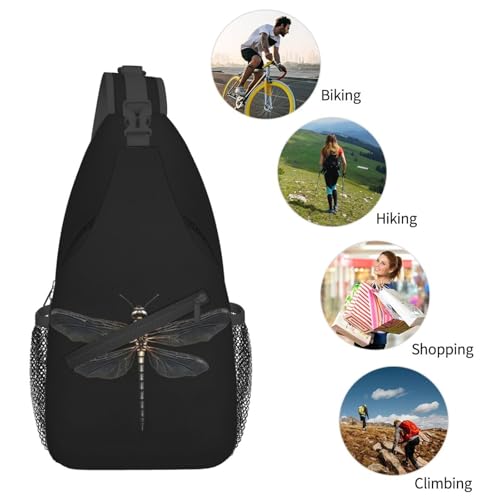 Mochila bandolera negra Dragonfly para senderismo y viaje miniatura 6
