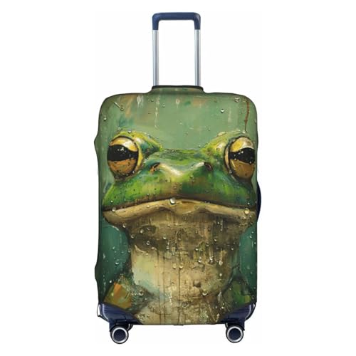 Frog and Rain Print Protective Suitcase Cover Washable Travel Luggage Protector with Concealed Zipper