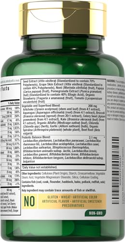 Carlyle CL541 Fruits And Veggies Supplement | 120 Count | Superfood Multivitamin With Probiotics | Made With 20 Fruits And Vegetables thumb #2