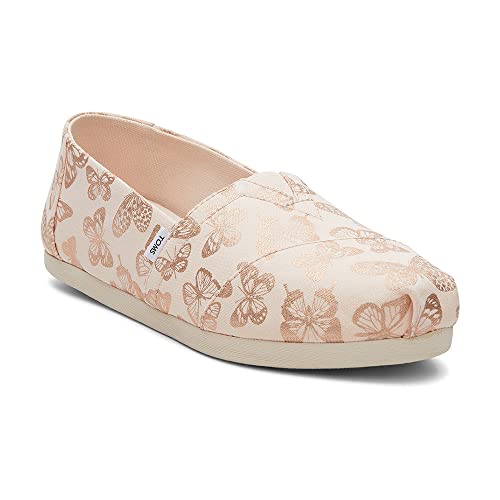 Image of TOMS Women's Alpargata CloudBound Foil Butterflies Espadrille Loafer Flat, Dusty Peach, 5.5