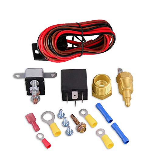 FAERSI 175-185 Degree Electric Cooling Fan Thermostat Kit Temperature Sensor Temperature Switch 40 50 60 AMP Relay Kit