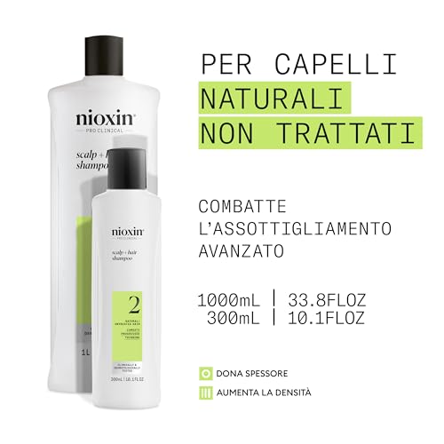 Nioxin System 2 Scalp + Hair Shampoo, Hair Thickening Shampoo For Natural Hair with Progressed Thinning - Image 2