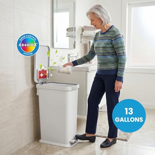 Patented 13 Gallon STEP Adult Diaper Pail, Fits Kitchen Bags, Odor Filter Trash Can, 40+ Diapers Capacity, No Refills Needed, Incontinence Underwear & Nursery Diapers, ADA Compliant, Matte Stone Gray by iTouchless - Image 2