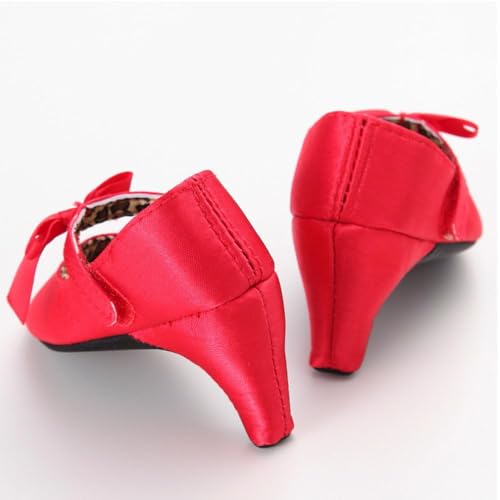 Newborn Baby Girls Princess Shoes with High Heels Bowknot Soft Sole Crib Shoes Infant Girl Photography Props(Red,6-9 Months) by Kutterild - Used condition - Image 3