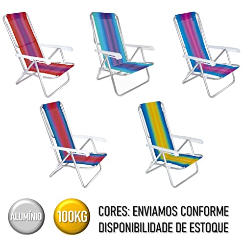 Kit Praia Carrinho De Praia + 2 Cadeira Reclinável + Guarda Sol + Saca Areia - Mor - Azul Marinho